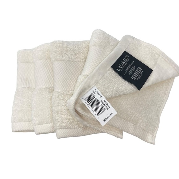 Lauren Ralph Lauren Wescott Linen Cream set of 4 wash cloths New - Picture 2 of 6